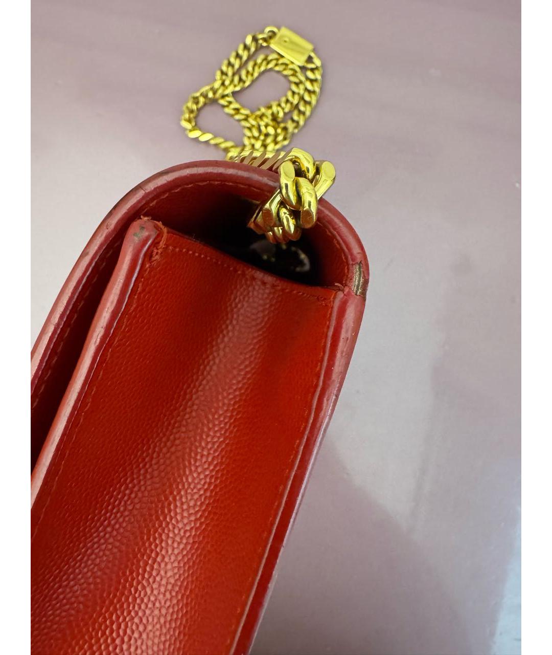 SAINT LAURENT Красная кожаная сумка через плечо, фото 6