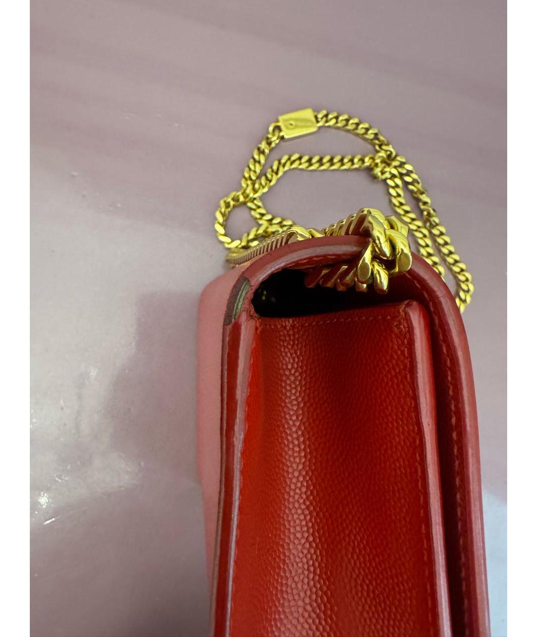 SAINT LAURENT Красная кожаная сумка через плечо, фото 7