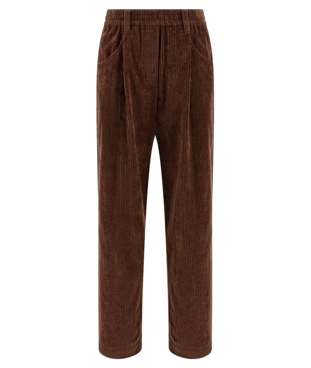 BRUNELLO CUCINELLI Коричневые хлопковые прямые брюки, фото 1