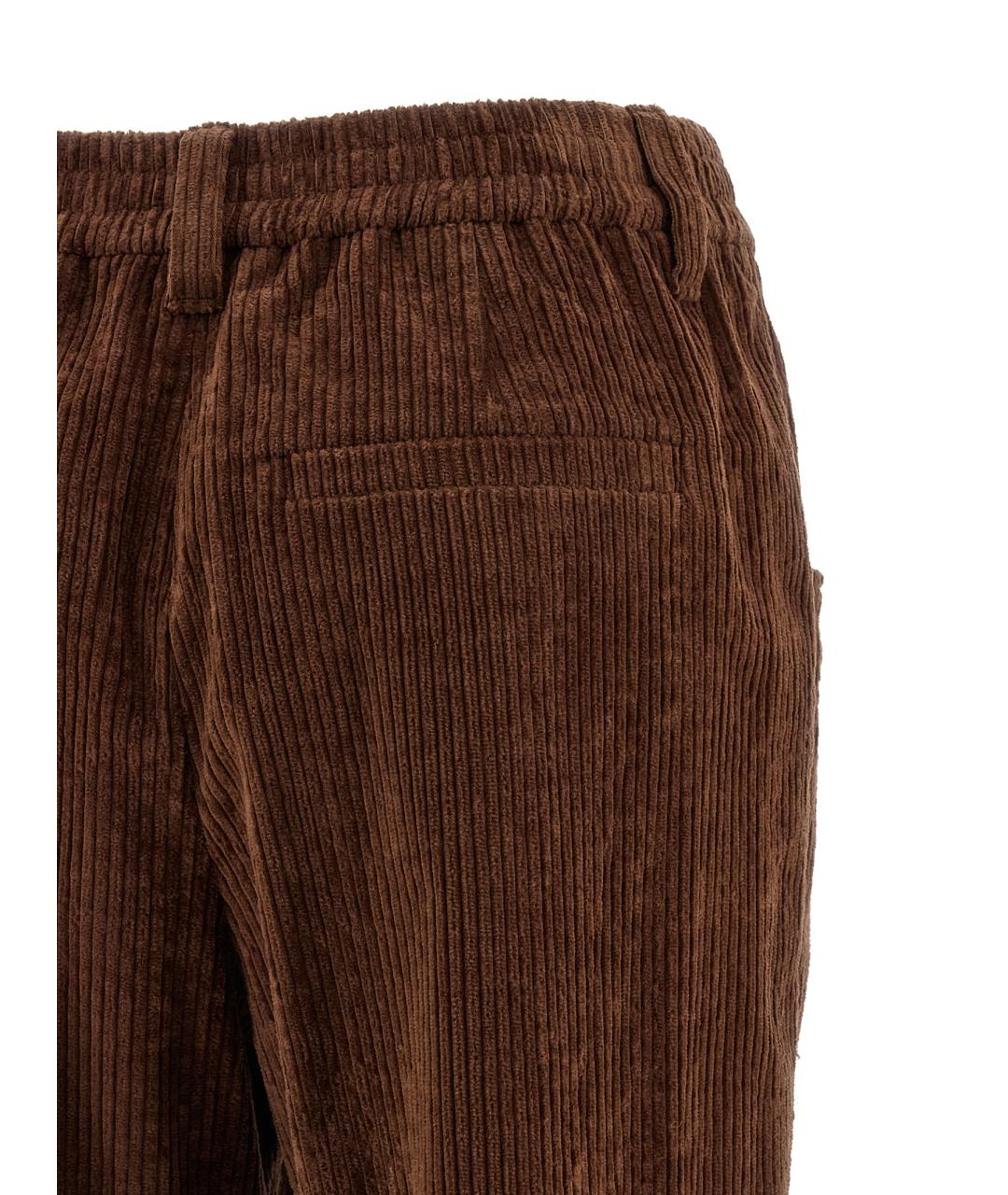 BRUNELLO CUCINELLI Коричневые хлопковые прямые брюки, фото 4