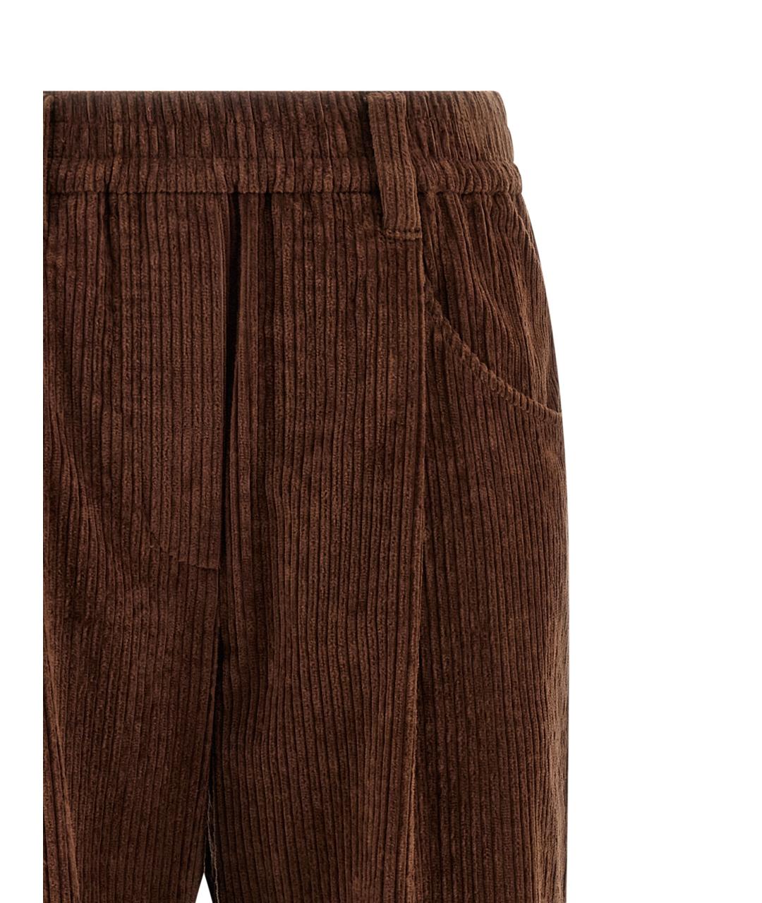 BRUNELLO CUCINELLI Коричневые хлопковые прямые брюки, фото 3