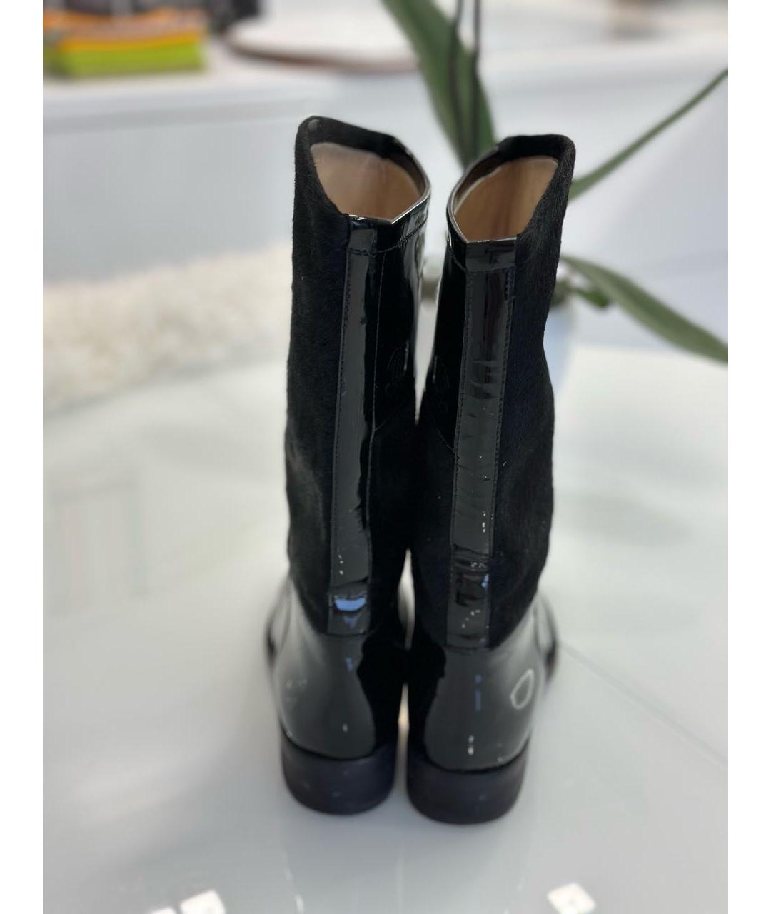 CHANEL Черные сапоги из лакированной кожи, фото 5