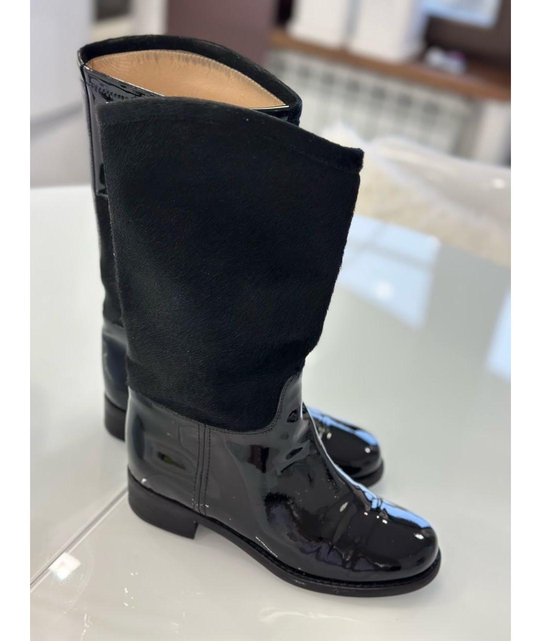 CHANEL Черные сапоги из лакированной кожи, фото 9