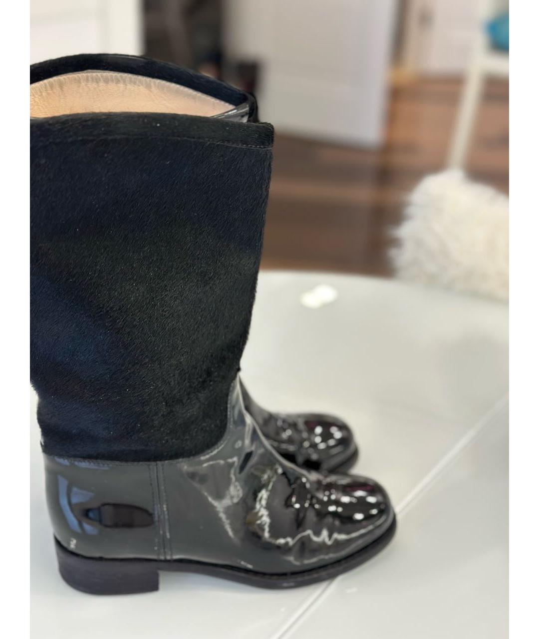 CHANEL Черные сапоги из лакированной кожи, фото 6