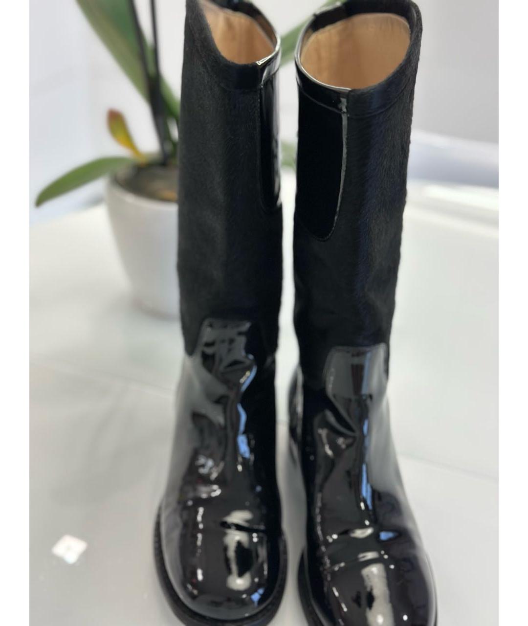 CHANEL Черные сапоги из лакированной кожи, фото 8
