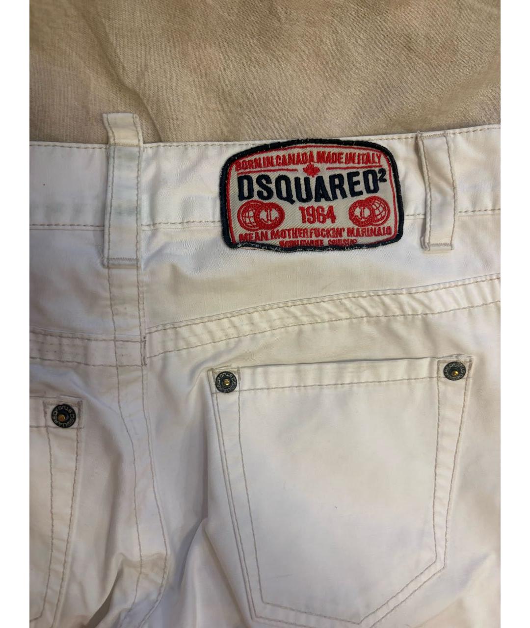 DSQUARED2 Белые хлопковые прямые джинсы, фото 4