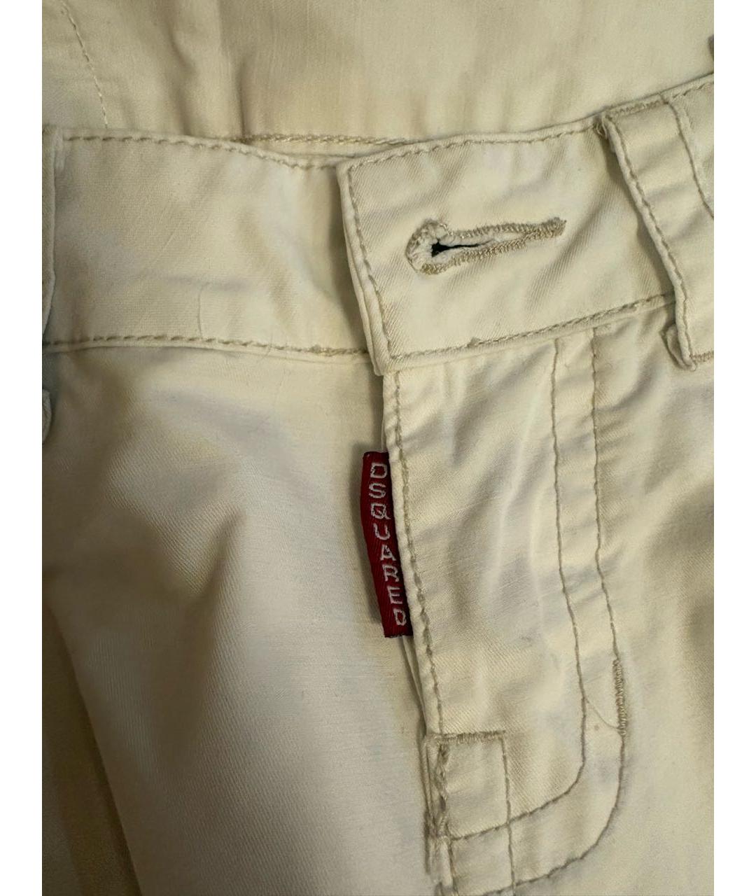 DSQUARED2 Белые хлопковые прямые джинсы, фото 3