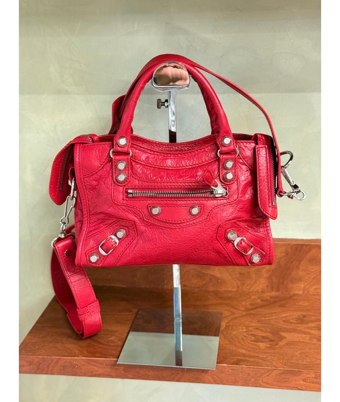 BALENCIAGA Красная кожаная сумка через плечо, фото 7