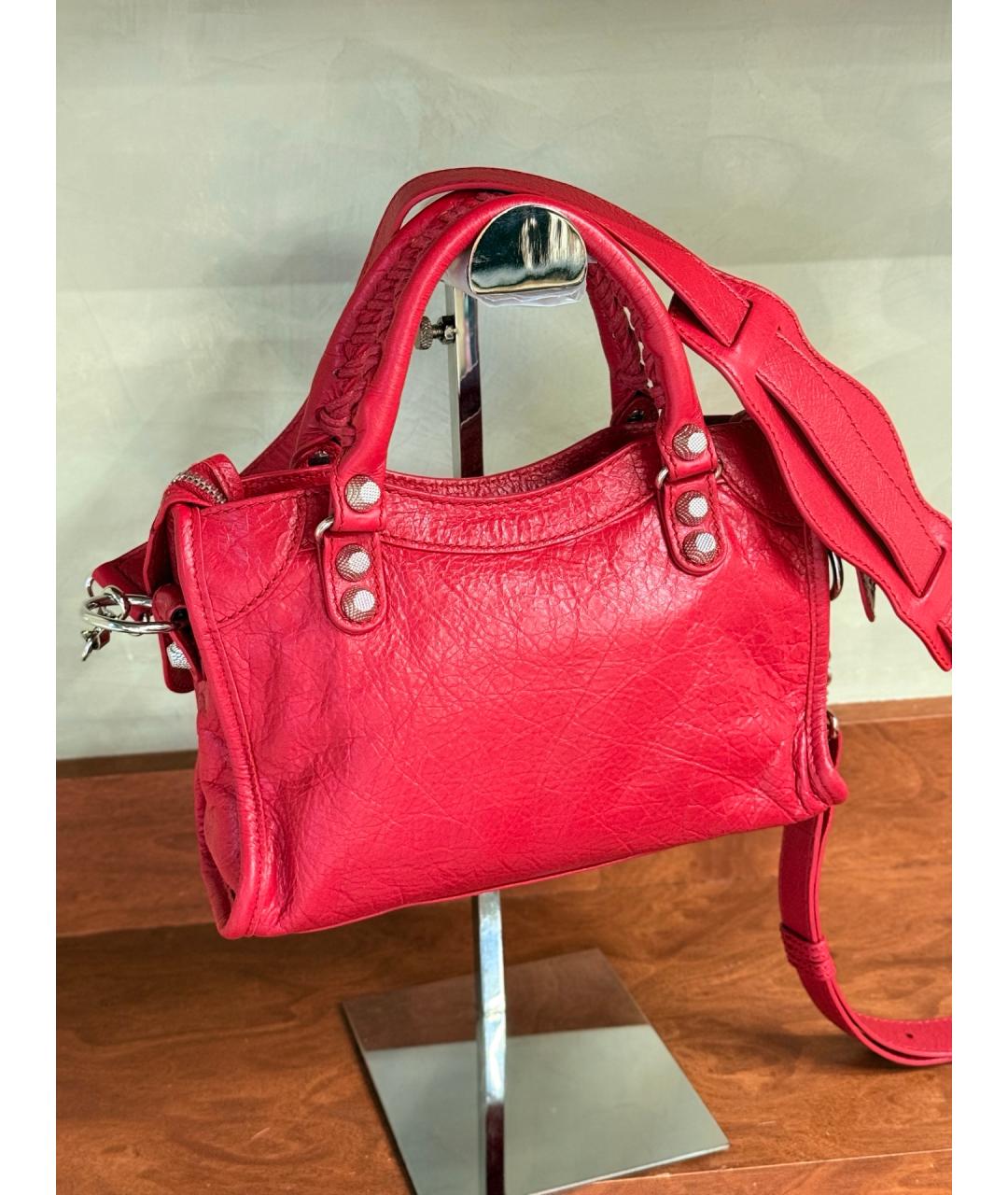 BALENCIAGA Красная кожаная сумка через плечо, фото 5