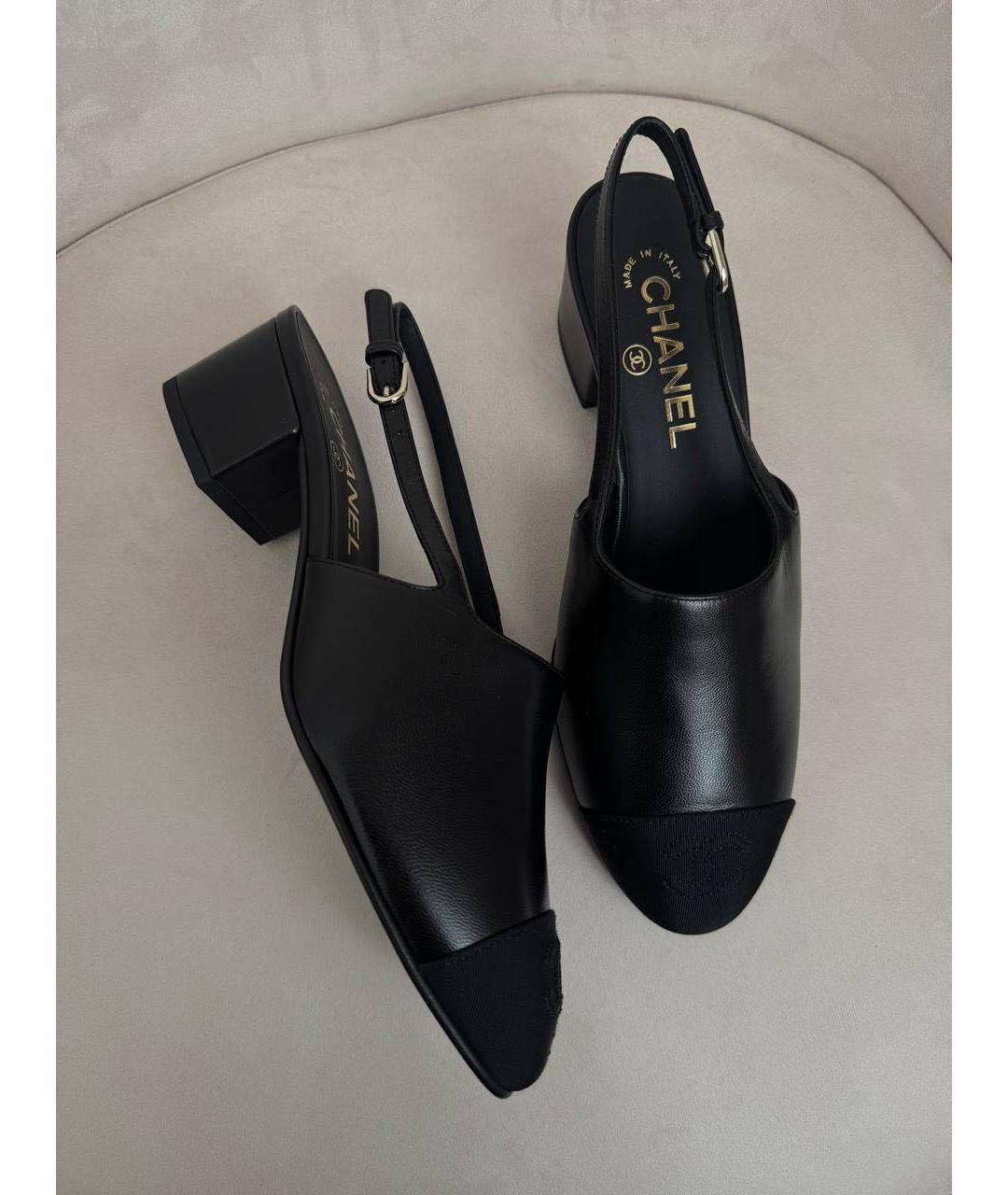CHANEL Черные кожаные мюли, фото 4