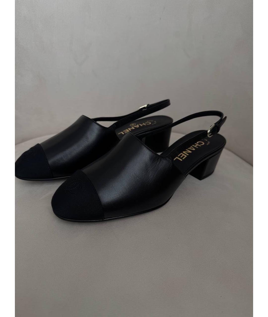 CHANEL Черные кожаные мюли, фото 2