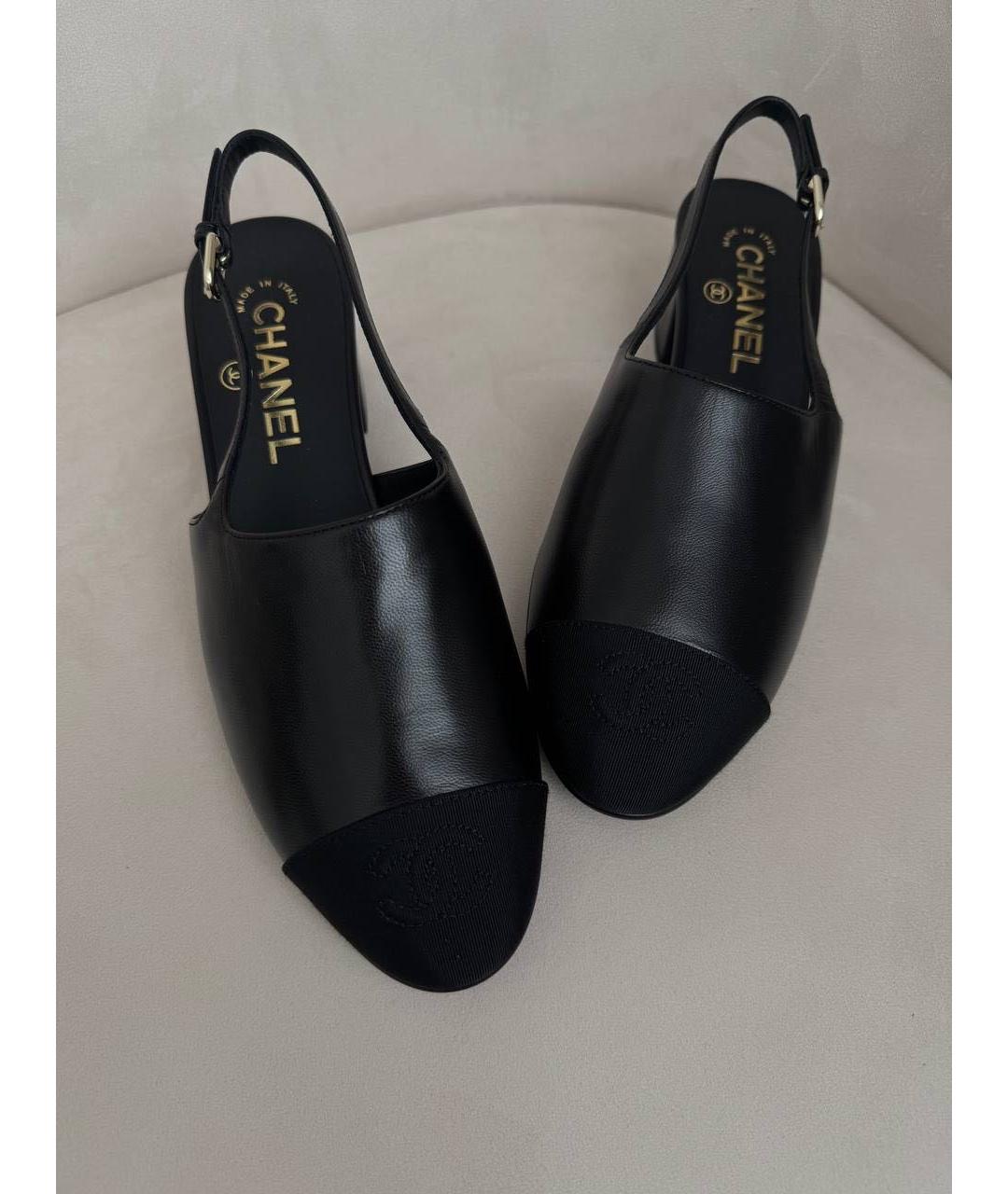 CHANEL Черные кожаные мюли, фото 3