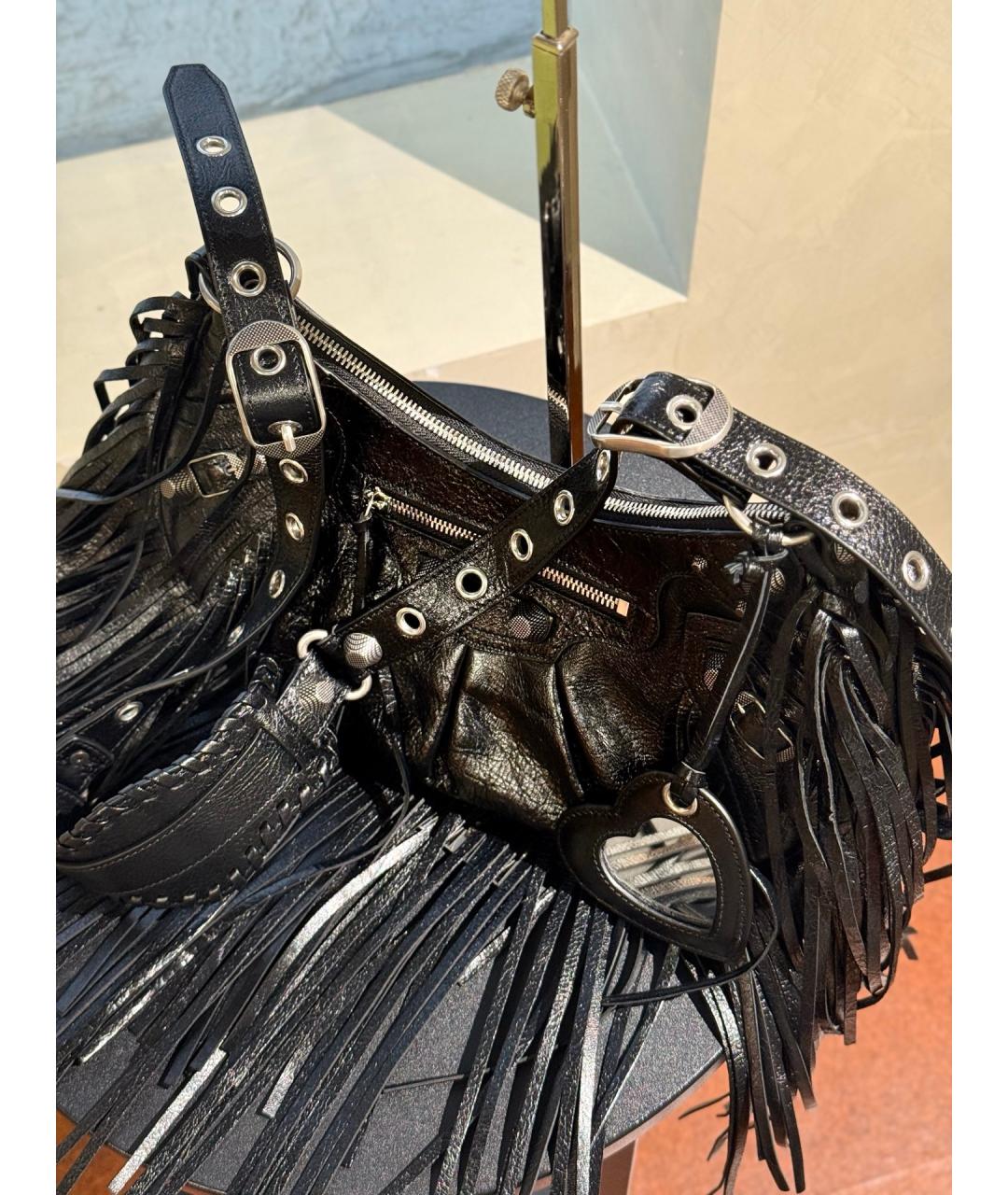 BALENCIAGA Черная кожаная сумка через плечо, фото 4