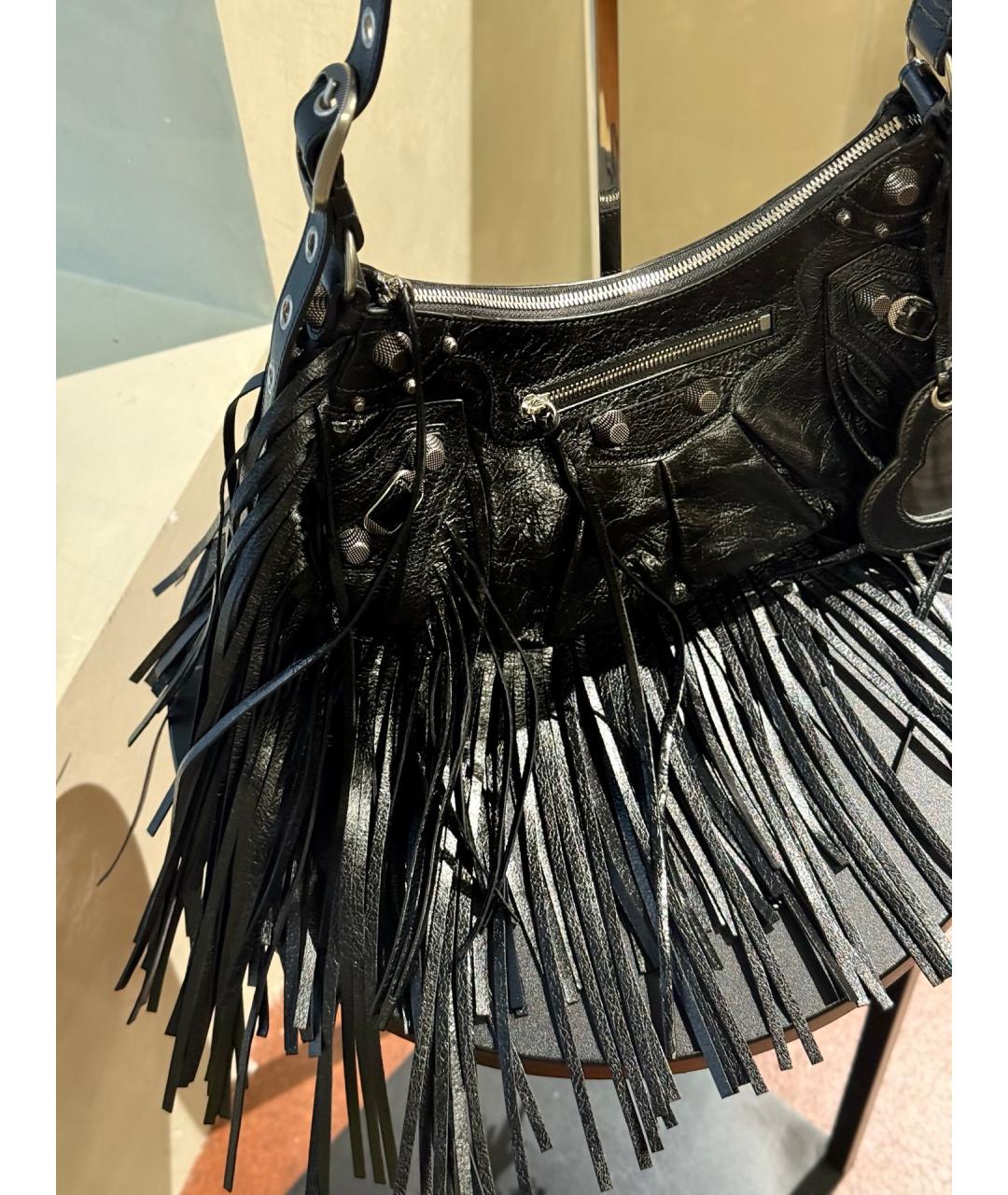 BALENCIAGA Черная кожаная сумка через плечо, фото 2