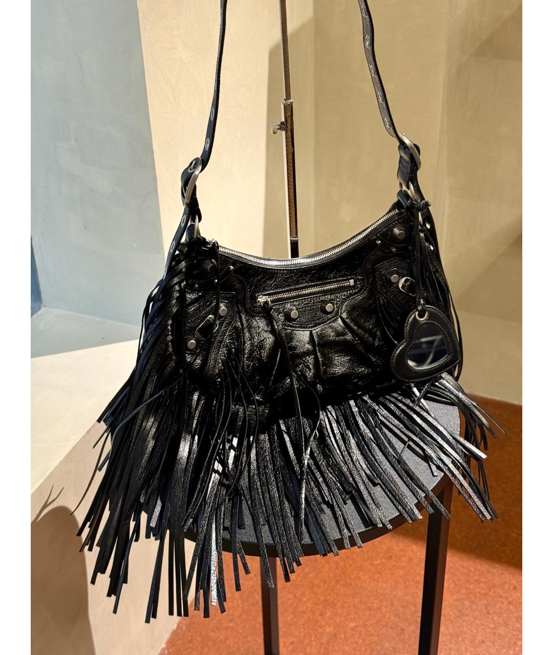 BALENCIAGA Черная кожаная сумка через плечо, фото 8