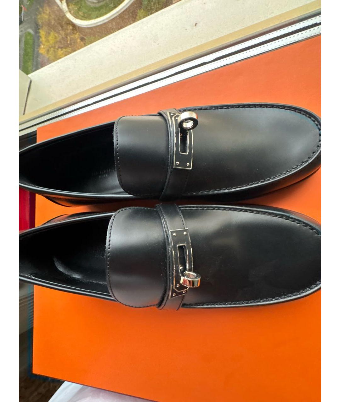 HERMES Черные кожаные лоферы, фото 5