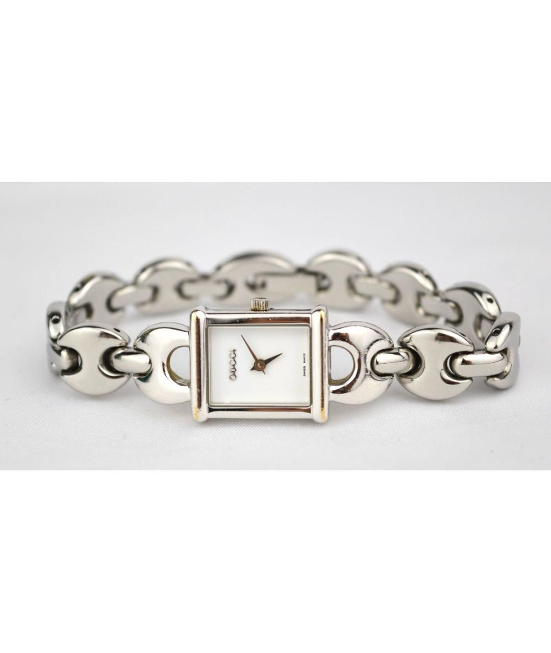GUCCI Серебряные кожаные часы, фото 7
