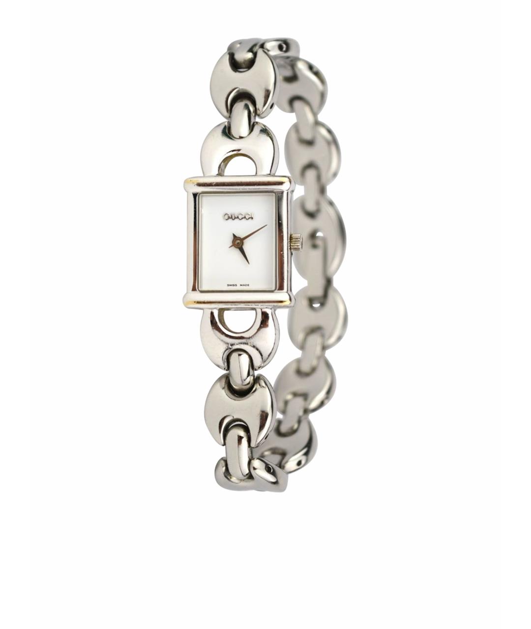 GUCCI Серебряные кожаные часы, фото 1