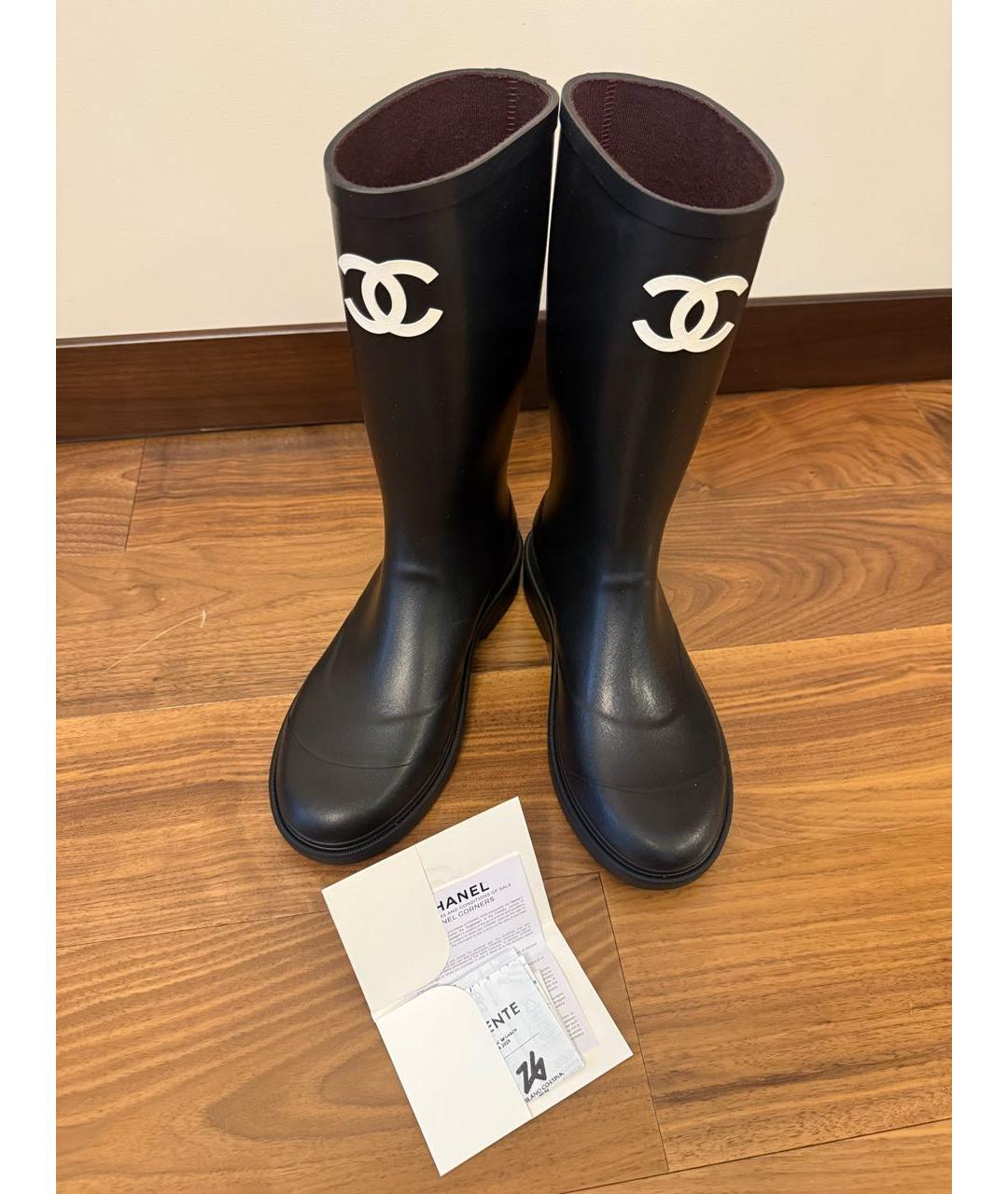 CHANEL Черные резиновые сапоги, фото 2