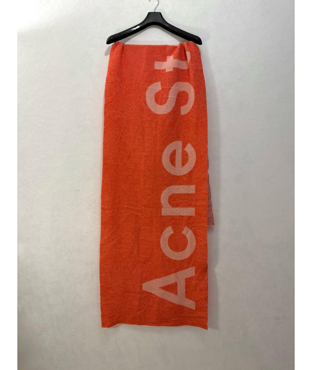 ACNE STUDIOS Коралловый шерстяной шарф, фото 7