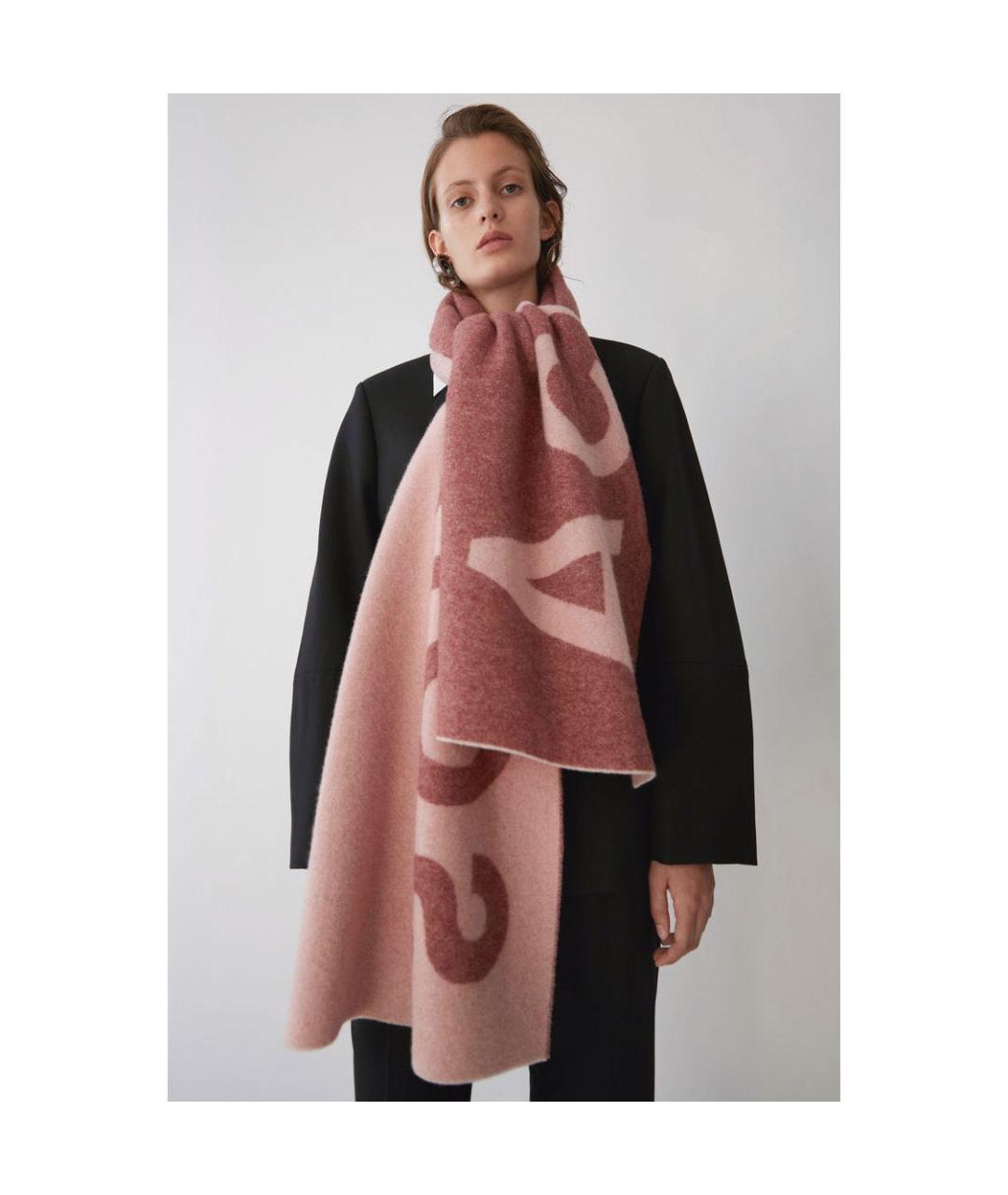 ACNE STUDIOS Коралловый шерстяной шарф, фото 5
