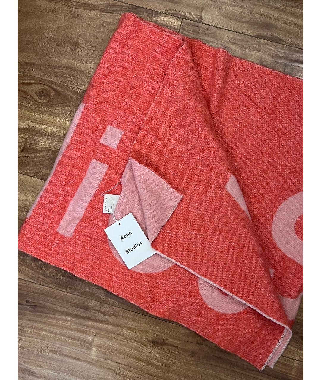 ACNE STUDIOS Коралловый шерстяной шарф, фото 6