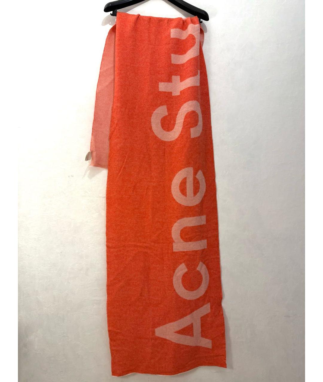 ACNE STUDIOS Коралловый шерстяной шарф, фото 3