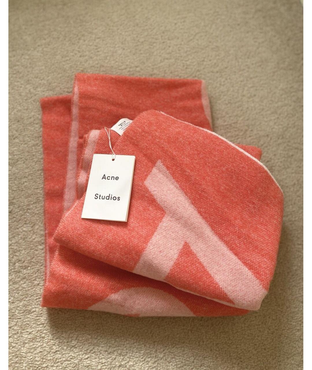 ACNE STUDIOS Коралловый шерстяной шарф, фото 2