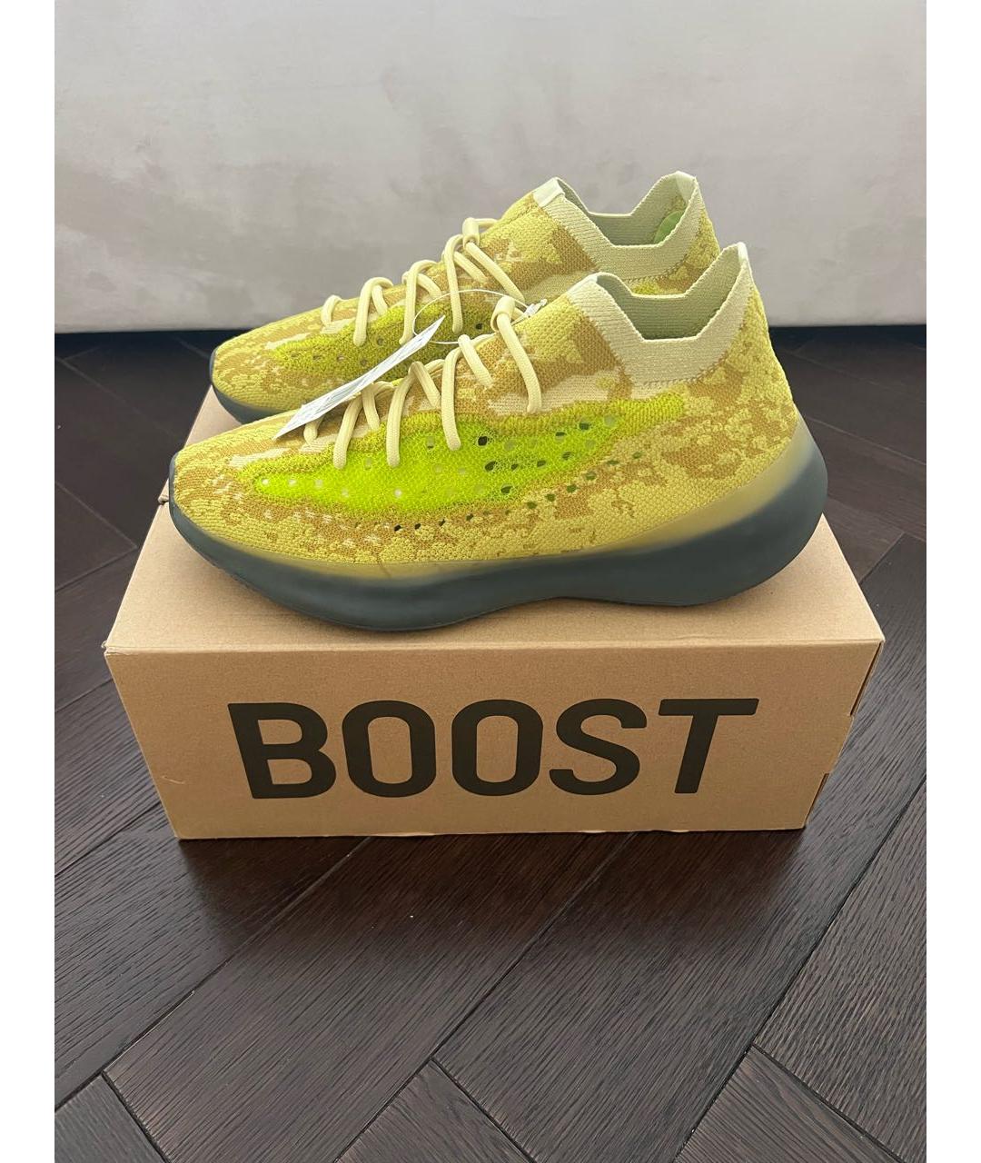 ADIDAS YEEZY Зеленые текстильные низкие кроссовки / кеды, фото 9