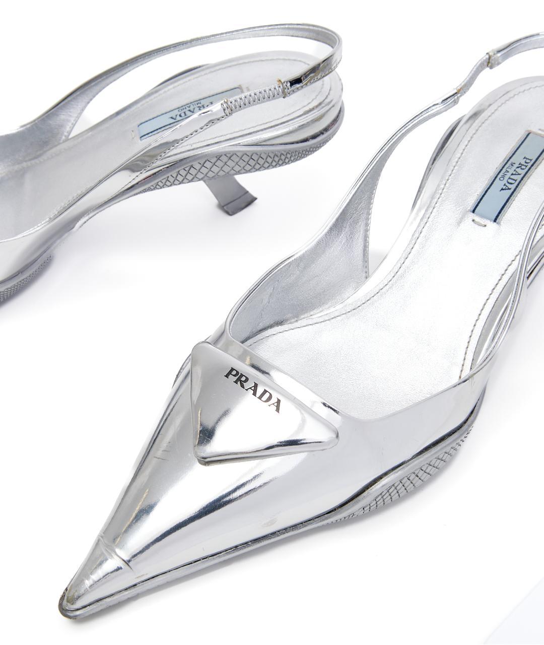 PRADA Серебряные туфли из лакированной кожи, фото 4