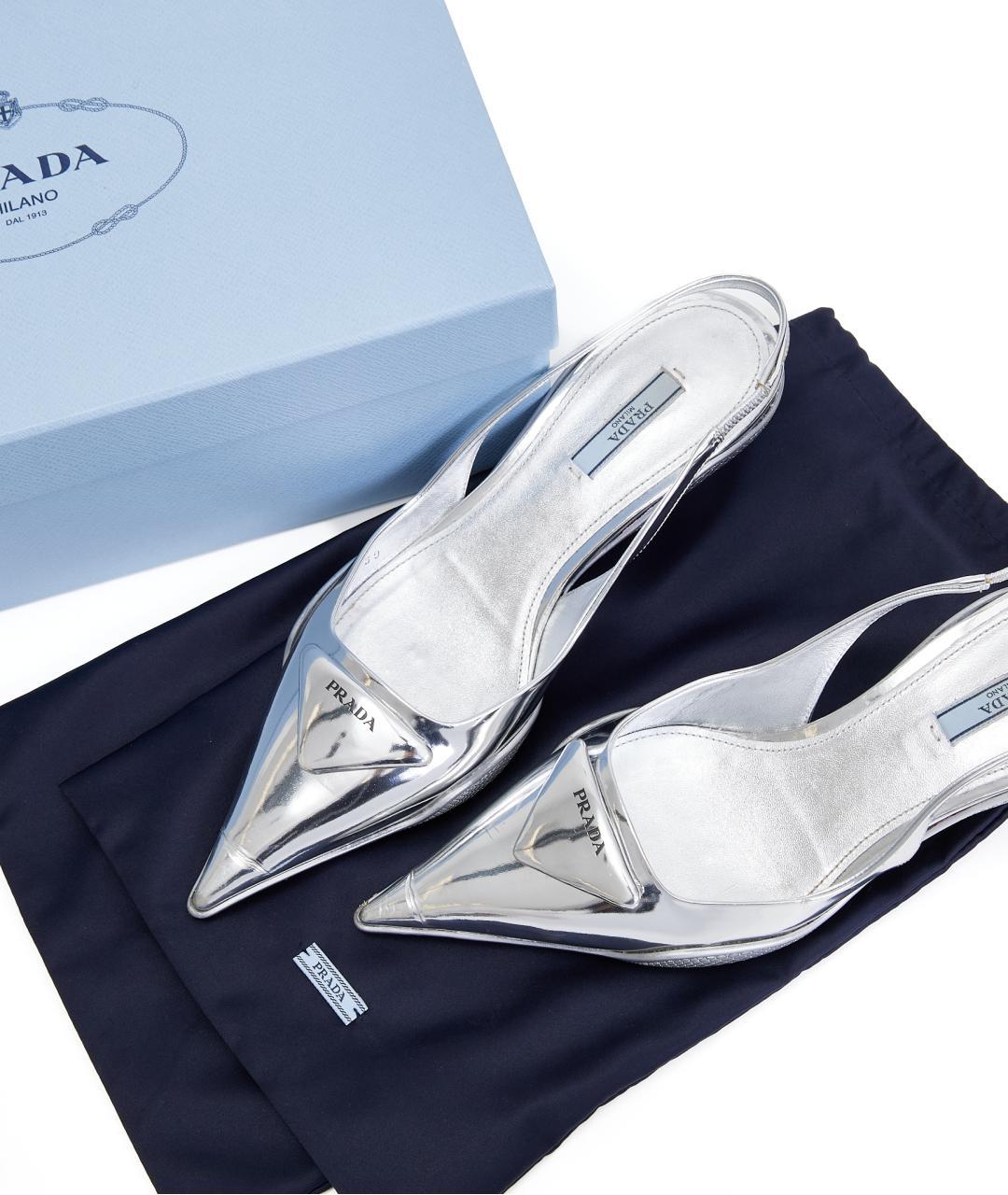 PRADA Серебряные туфли из лакированной кожи, фото 5