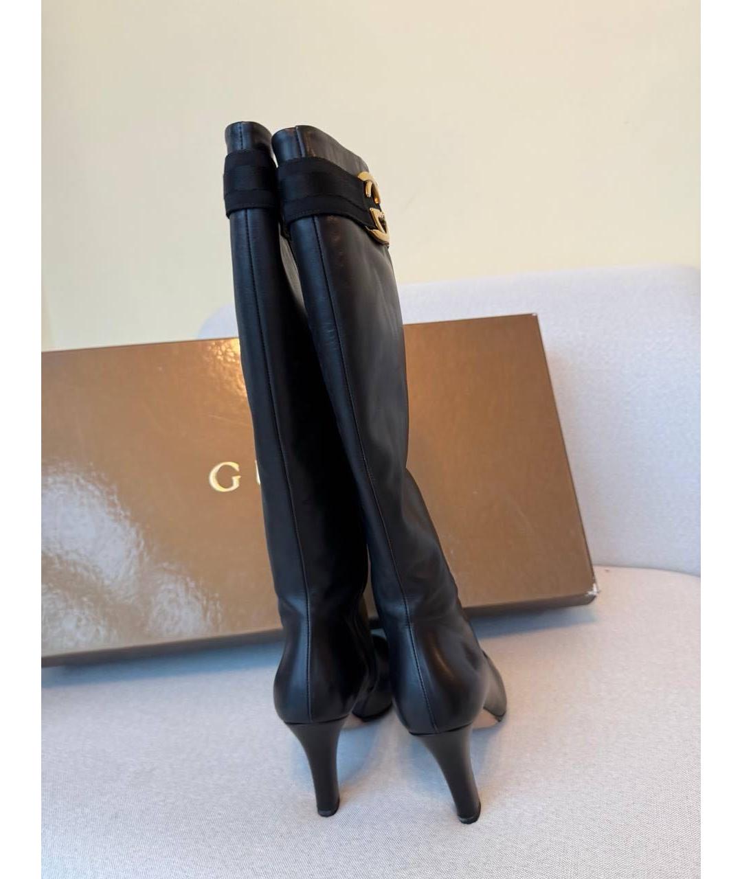 GUCCI Черные кожаные сапоги, фото 4