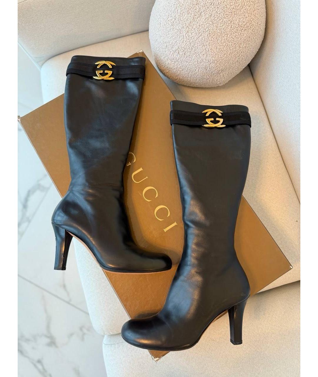 GUCCI Черные кожаные сапоги, фото 7