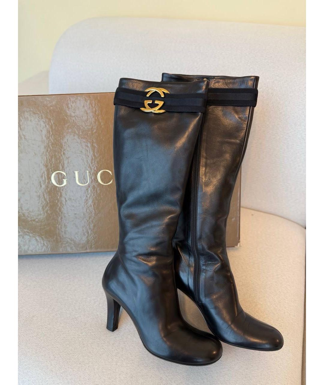 GUCCI Черные кожаные сапоги, фото 3