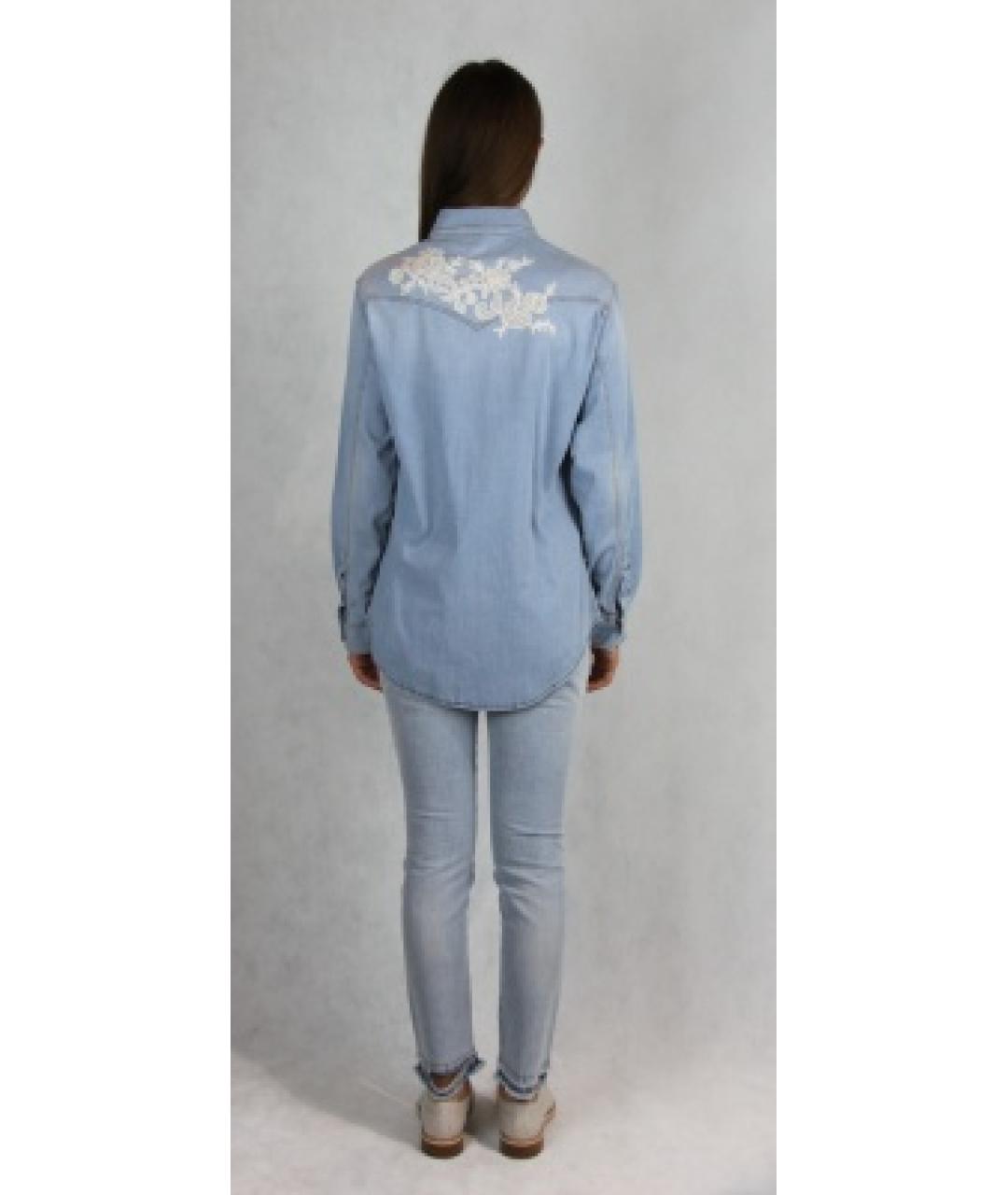 ERMANNO SCERVINO Голубые хлопковые джинсы слим, фото 4