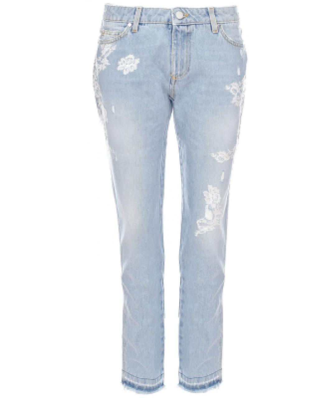 ERMANNO SCERVINO Голубые хлопковые джинсы слим, фото 1