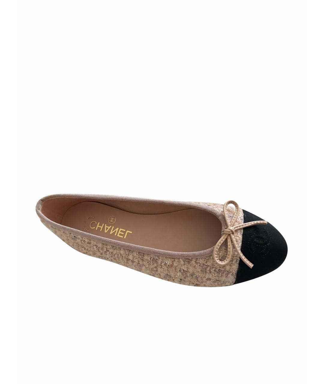 CHANEL Розовые текстильные балетки, фото 1