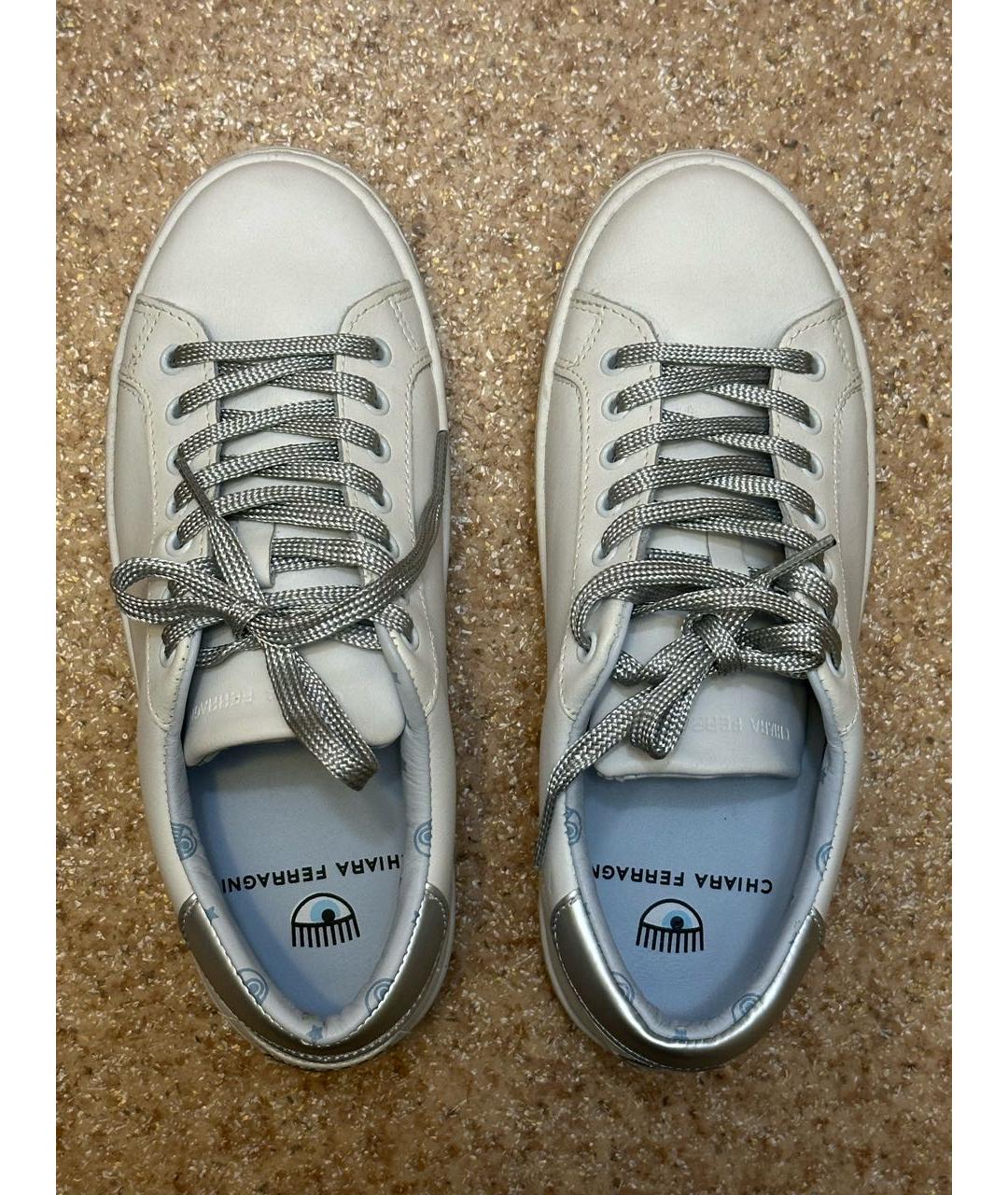 CHIARA FERRAGNI Белые кожаные кеды, фото 3