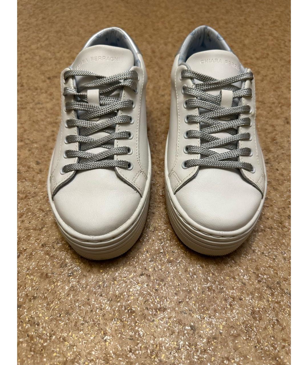 CHIARA FERRAGNI Белые кожаные кеды, фото 2