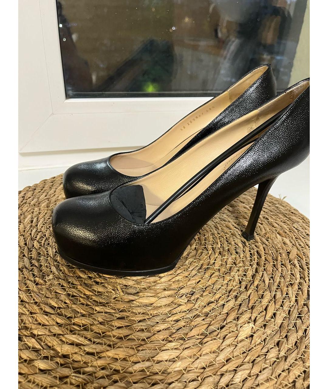 SAINT LAURENT Черные кожаные туфли, фото 4