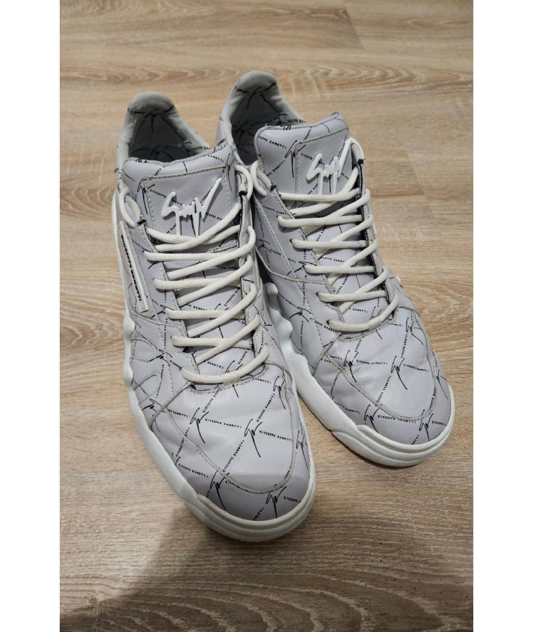 GIUSEPPE ZANOTTI DESIGN Серые кожаные низкие кроссовки / кеды, фото 6