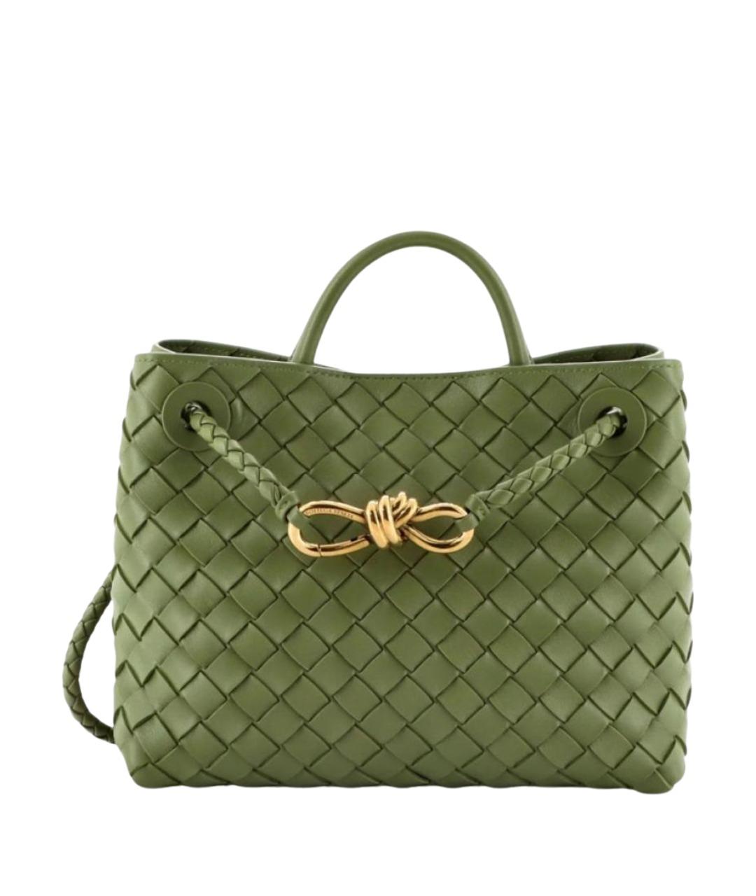 BOTTEGA VENETA Зеленая кожаная сумка тоут, фото 1
