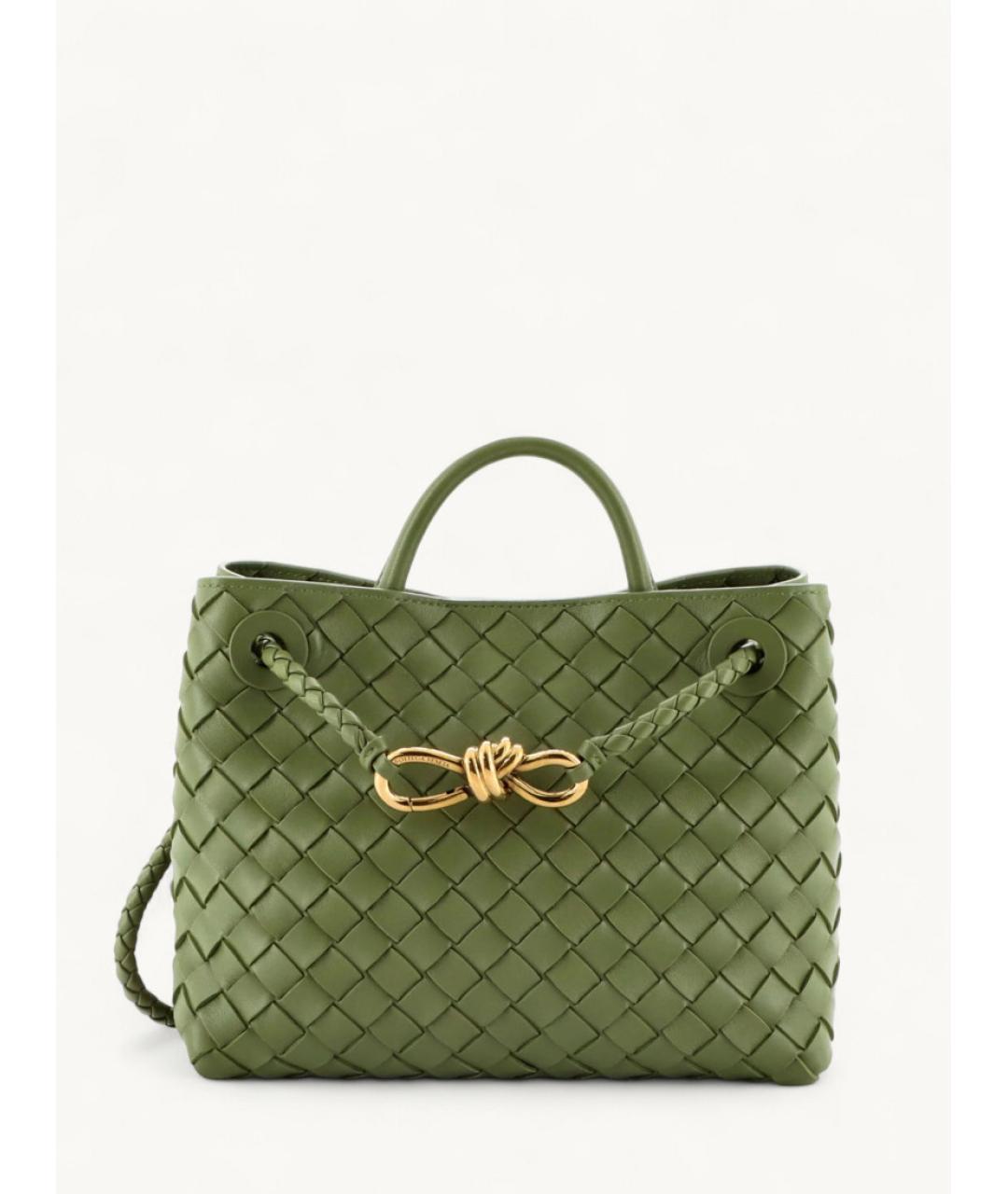 BOTTEGA VENETA Зеленая кожаная сумка тоут, фото 5