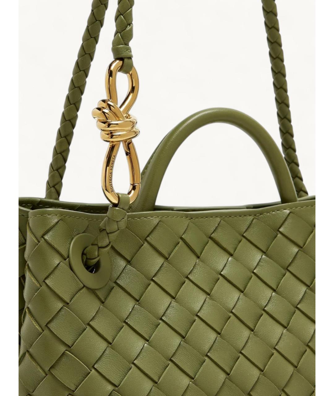 BOTTEGA VENETA Зеленая кожаная сумка тоут, фото 3