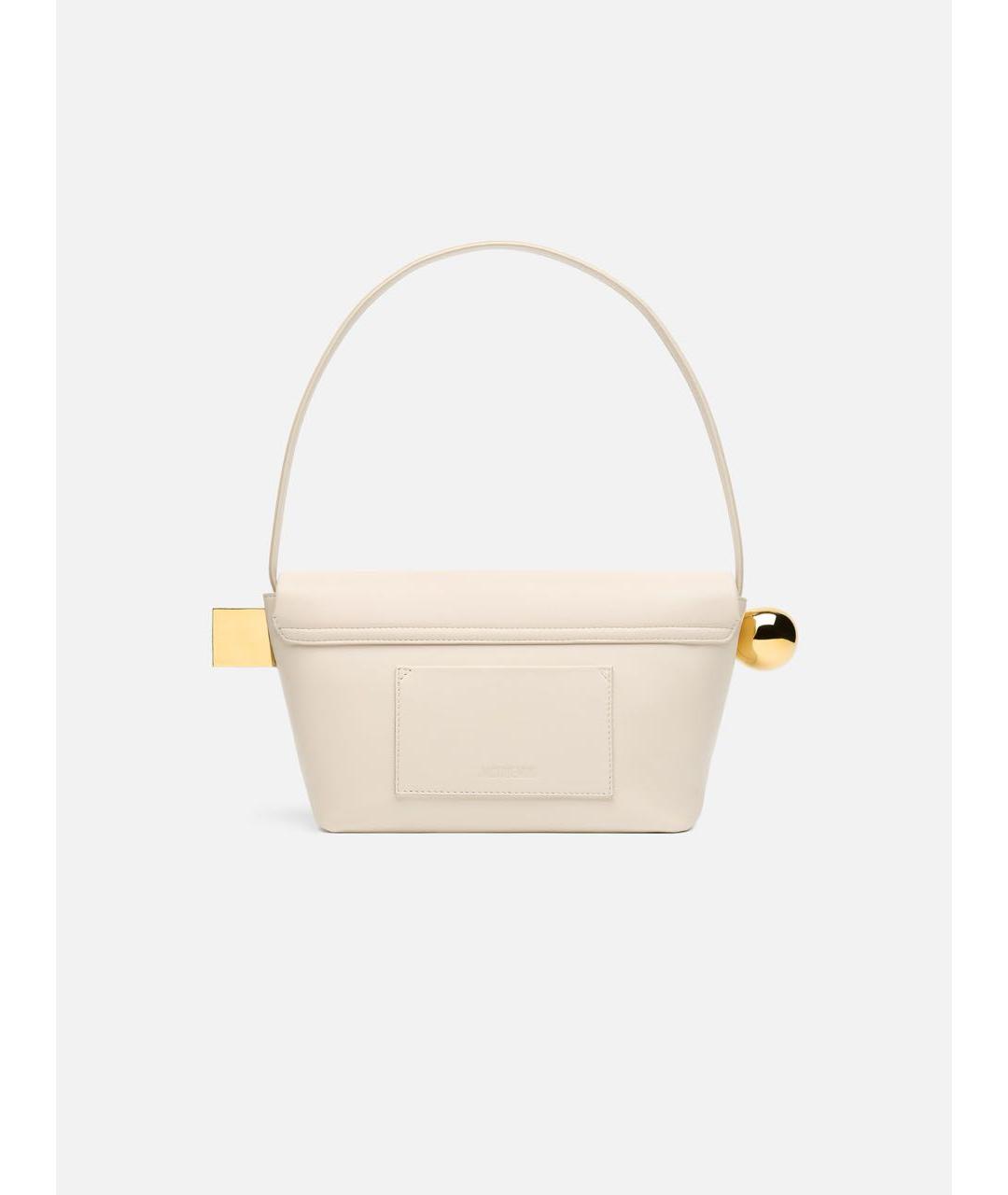 JACQUEMUS Бежевая кожаная сумка с короткими ручками, фото 3