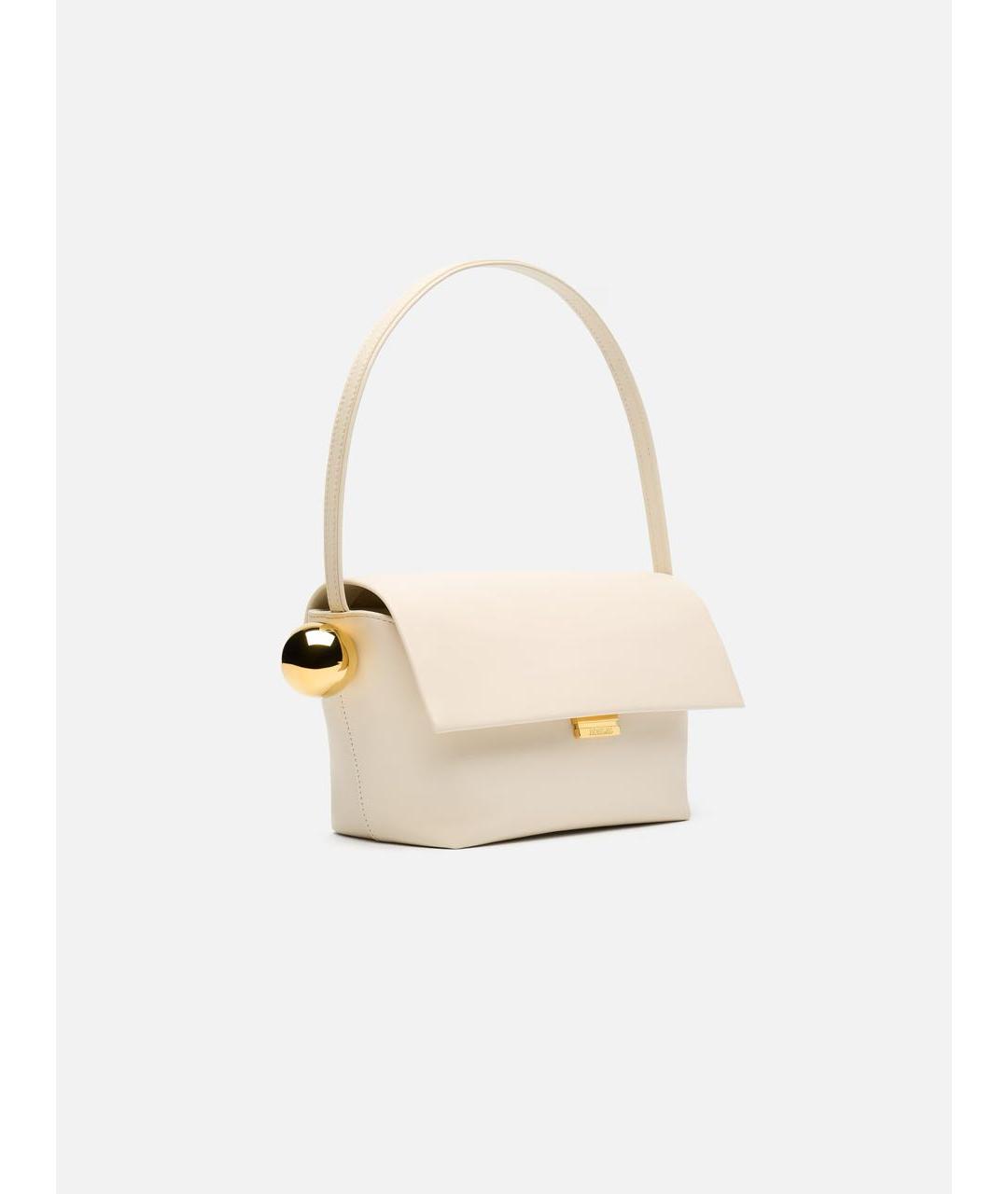 JACQUEMUS Бежевая кожаная сумка с короткими ручками, фото 2