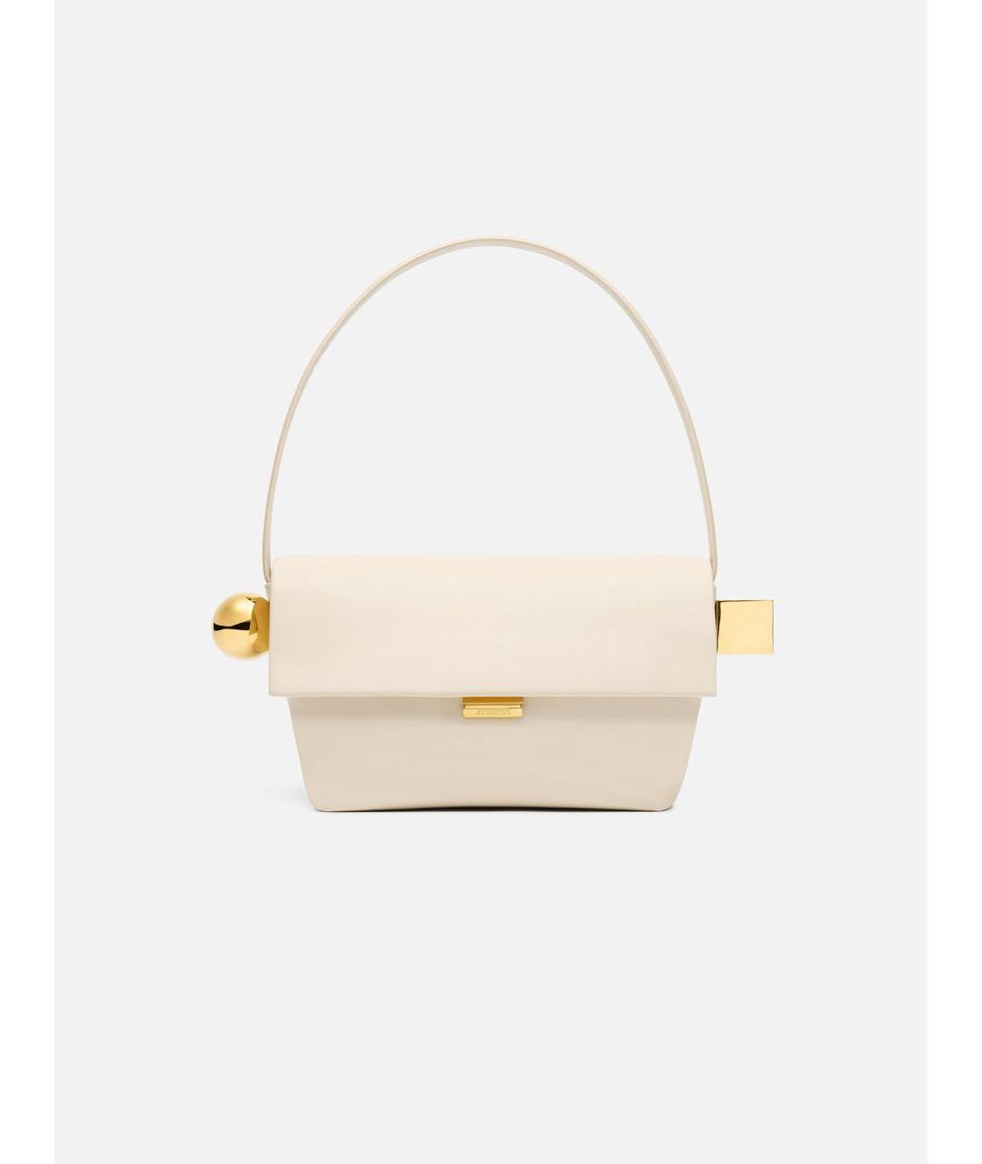 JACQUEMUS Бежевая кожаная сумка с короткими ручками, фото 7