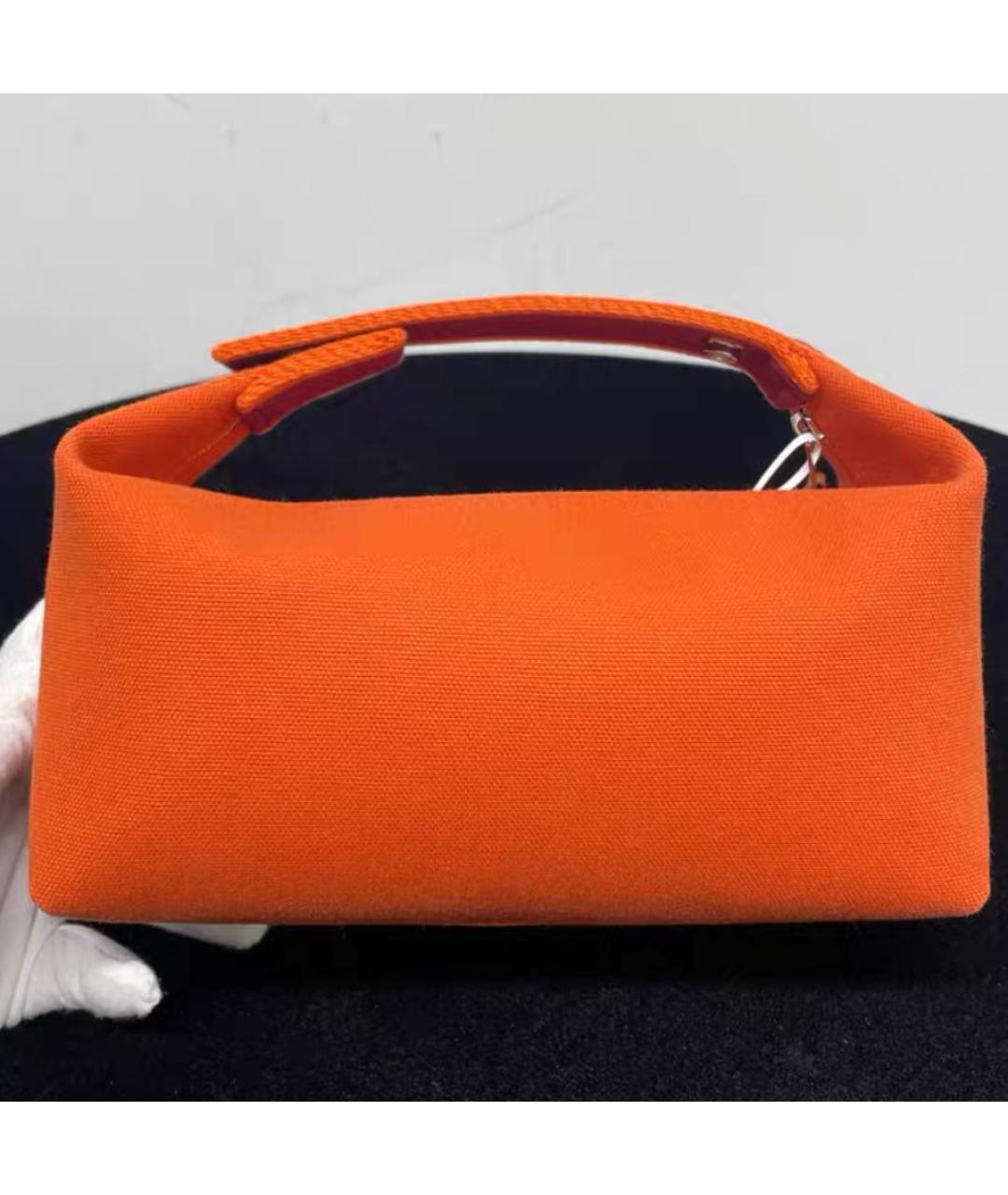 HERMES Оранжевая тканевая косметичка, фото 4