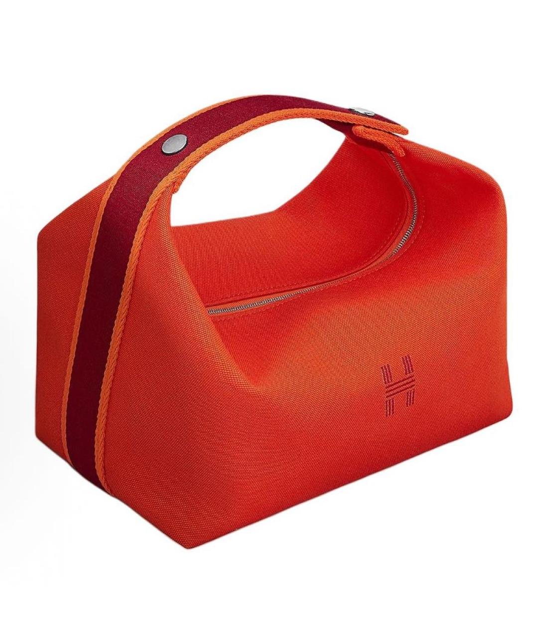 HERMES Оранжевая тканевая косметичка, фото 8
