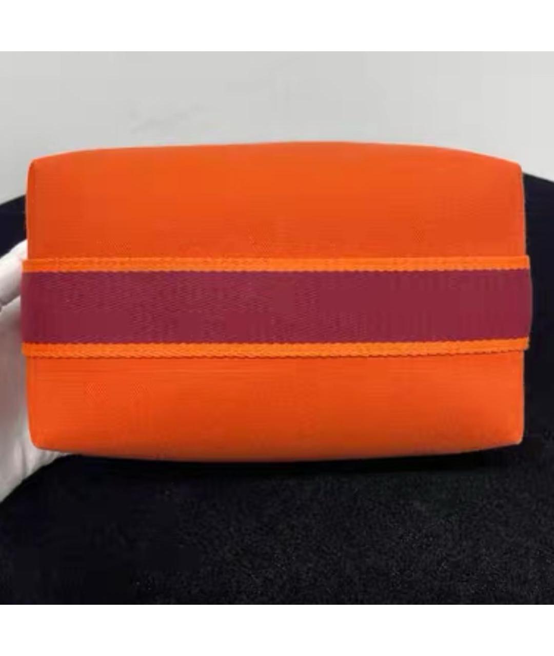 HERMES Оранжевая тканевая косметичка, фото 6